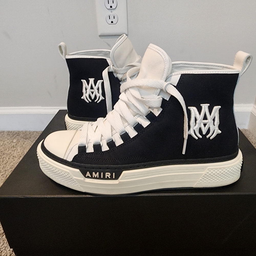 AMIRI Black and White High-Top Sneakers